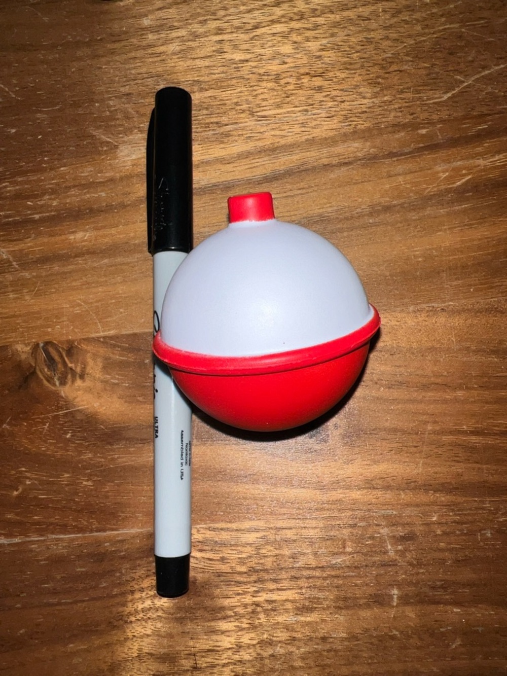 Red and White Squishy Fidget Round Fishing Bobber